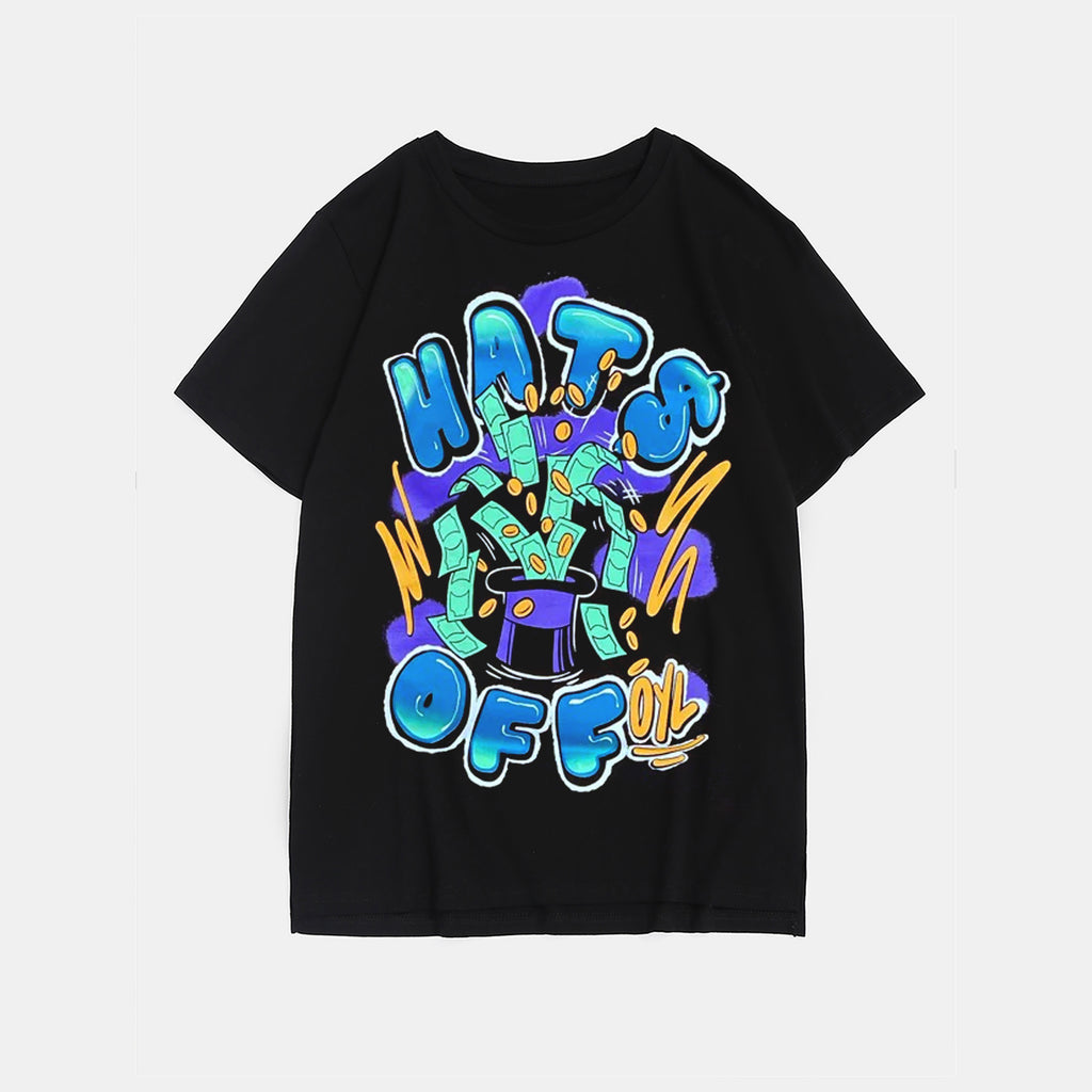 Big & Tall Black Graphic Graffiti T-Shirt for big men view 2
