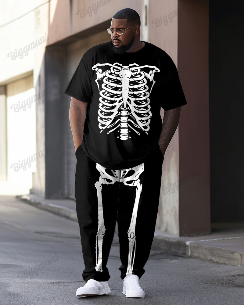 Big & Tall Streetwear Skull T-Shirt Pants Set for big men view 1