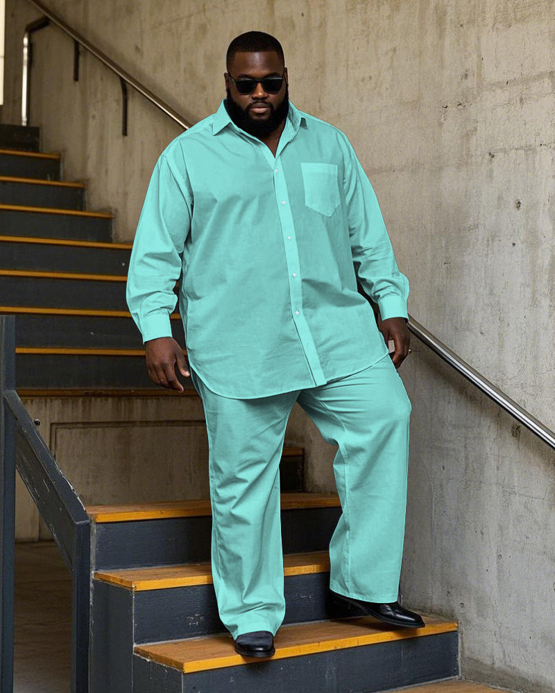 Big & Tall Solid Color T-Shirt Pants Set for big men view 7