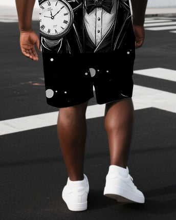 Big & Tall Graphic T-Shirt Shorts Set for big men view 3
