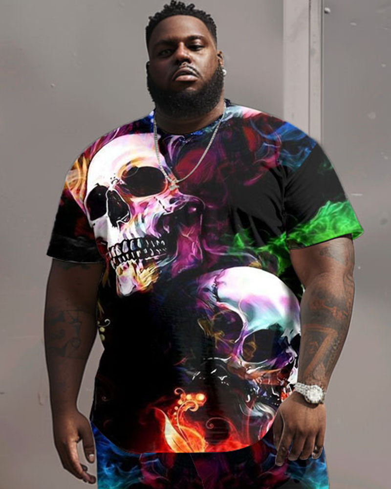 Big & Tall Graphic Graffiti T-Shirt Shorts Set for big men view 2