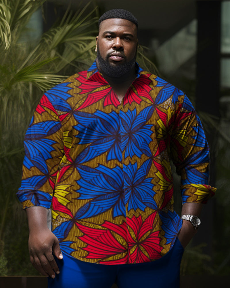 Big & Tall Blue Red Geometric Two-piece Set for big men view 2