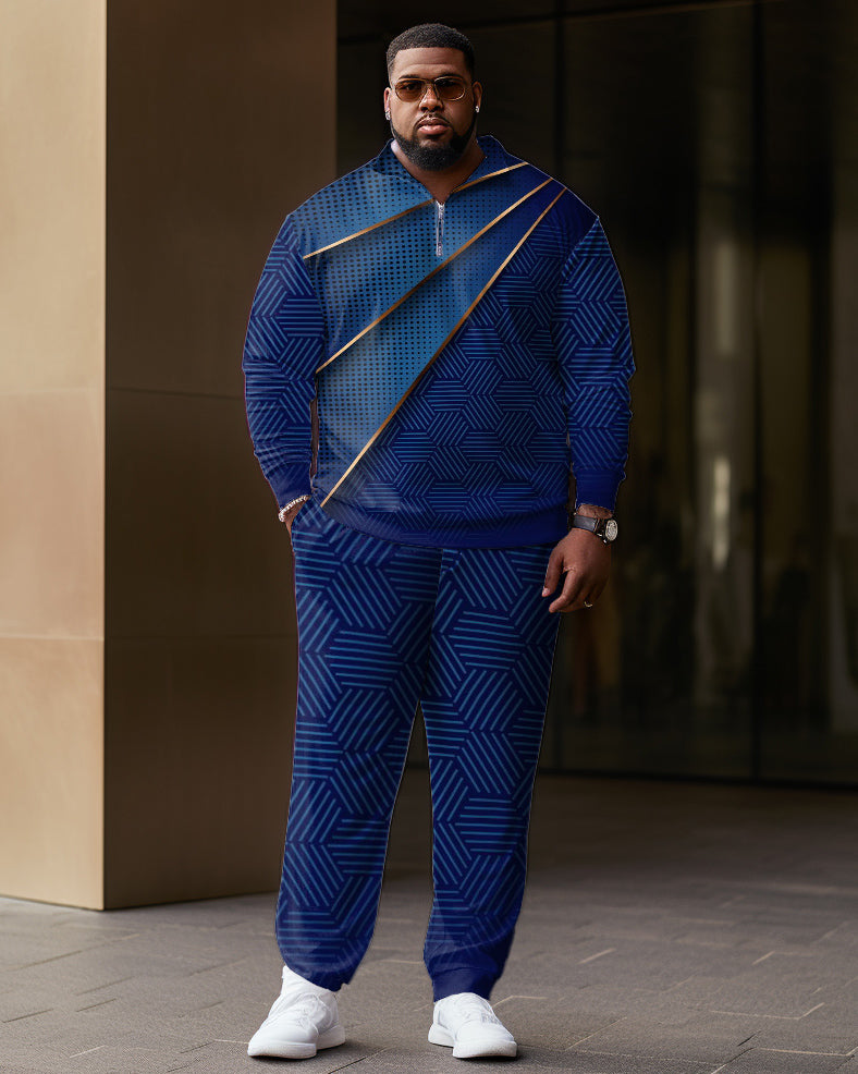 Big & Tall Geometric Polo Pants Set for big men view 1