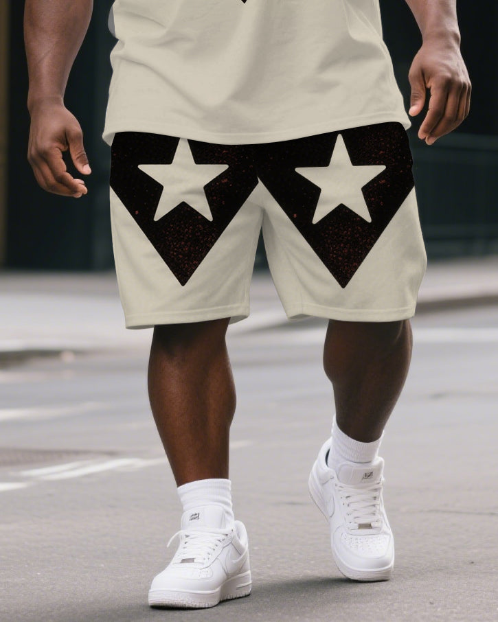Big & Tall Graphic Streetwear T-Shirt Shorts Set for big men view 3