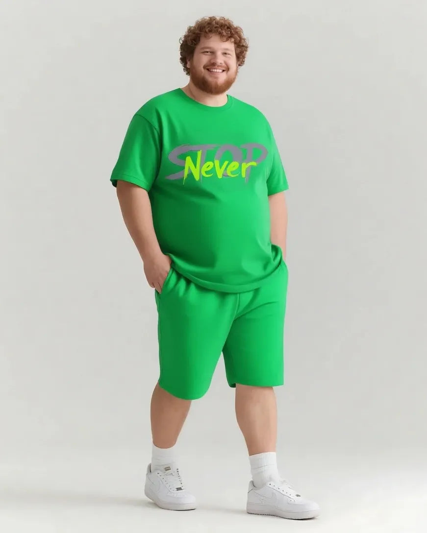Big & Tall Graphic Streetwear T-Shirt Shorts Set for big men view 10