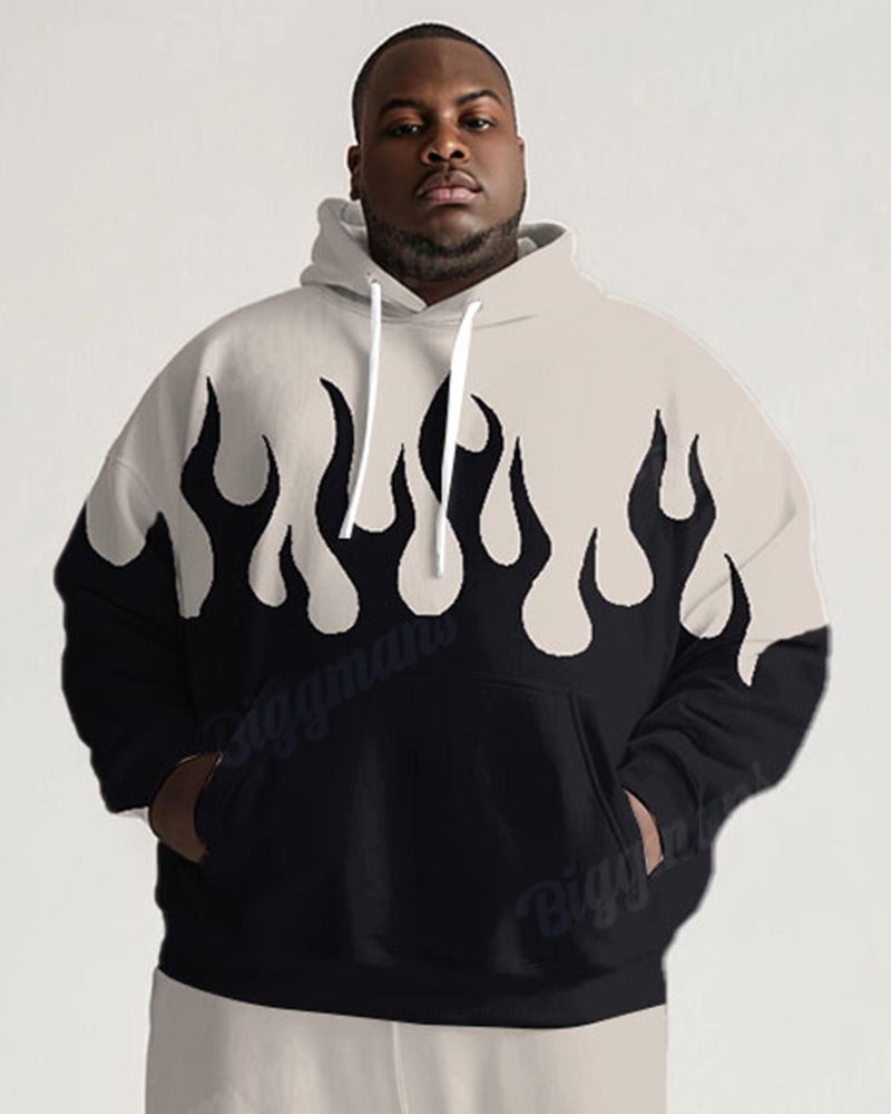 Big & Tall Black Colorblock Hoodie Sweatpants Set for big men view 2
