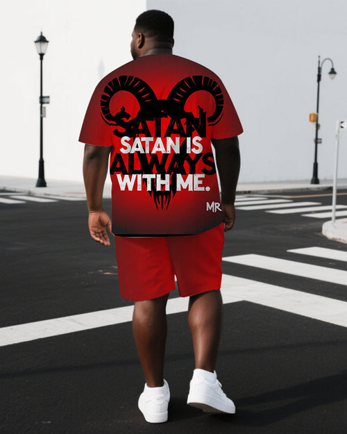 Big & Tall Graphic Streetwear T-Shirt Shorts Set for big men view 1