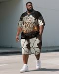 Big & Tall Graphic Graffiti Polo Shorts Set for big men view 1