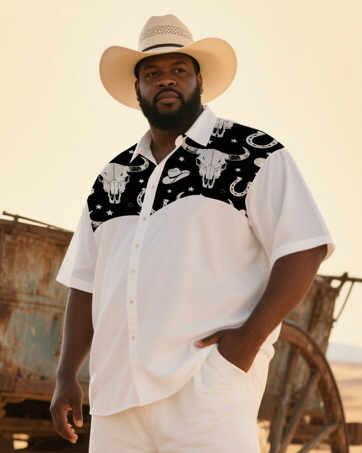 Big & Tall Western T-Shirt Pants Set for big men view 2
