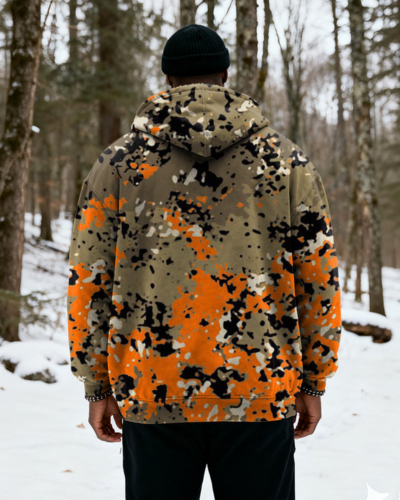 Big & Tall Black Orange Graphic Hoodie for big men view 3