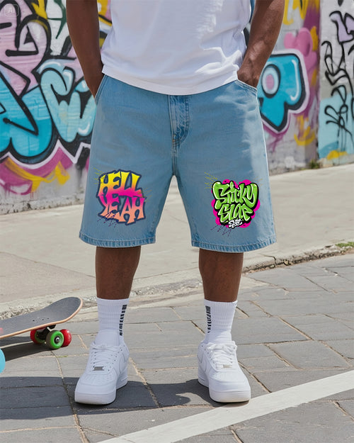 Big & Tall Denim Graffiti Streetwear Jeans for big men