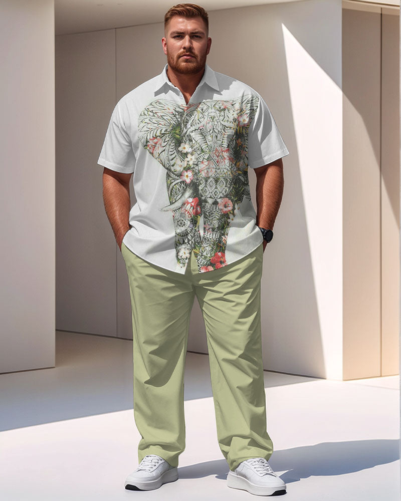 Big & Tall Geometric T-Shirt Pants Set for big men view 1