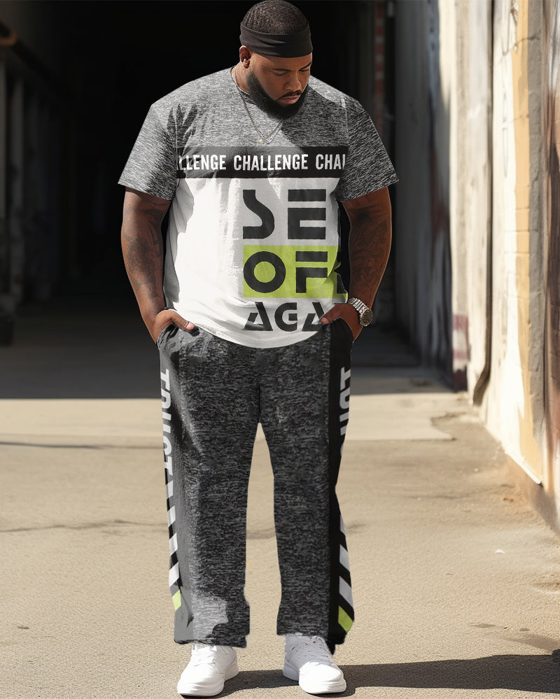 Big & Tall Plaid Streetwear Two-piece Set for big men view 1
