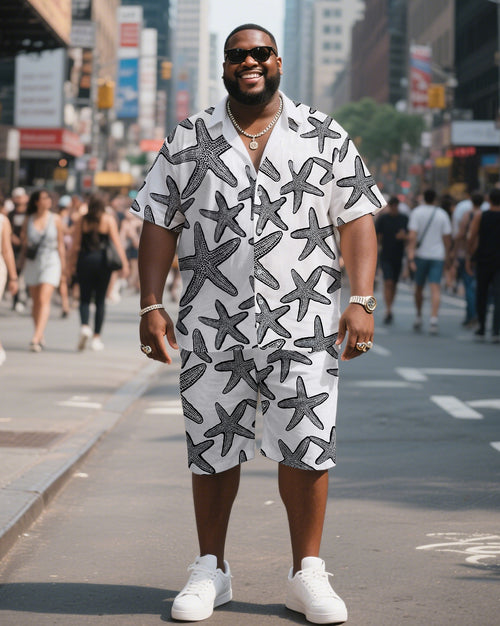 Big & Tall Hawaiian Graphic T-Shirt Shorts Set for big men view 1