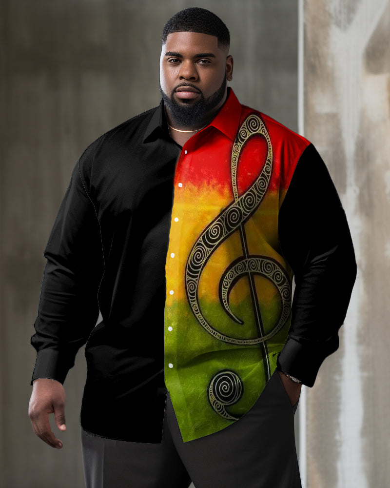 Big & Tall Black Gradient Graphic Long Sleeve Shirt for big men