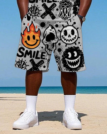 Big & Tall Graphic Streetwear T-Shirt Shorts Set for big men view 3