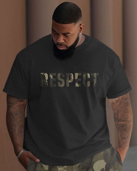 Big & Tall Black Camouflage Streetwear Two-Piece Set for men view 2