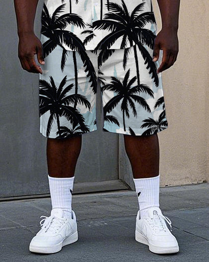 Big & Tall Hawaiian Tropical T-Shirt Shorts Set for big men view 3
