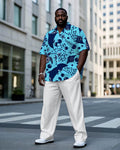 Big & Tall Hawaiian Business Casual T-Shirt Pants Set for big men view 1