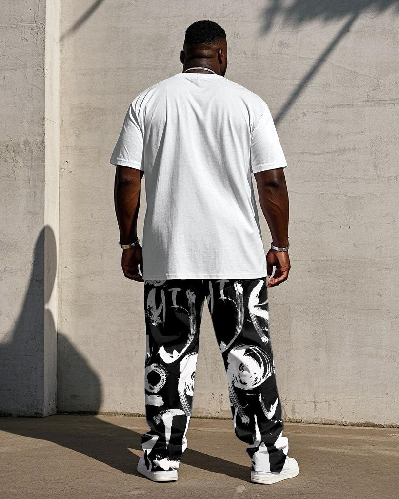 Big & Tall Graphic Graffiti T-Shirt Pants Set for big men view 4
