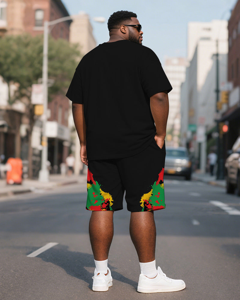 Big & Tall Juneteenth Graphic T-Shirt Shorts Set for big men view 4