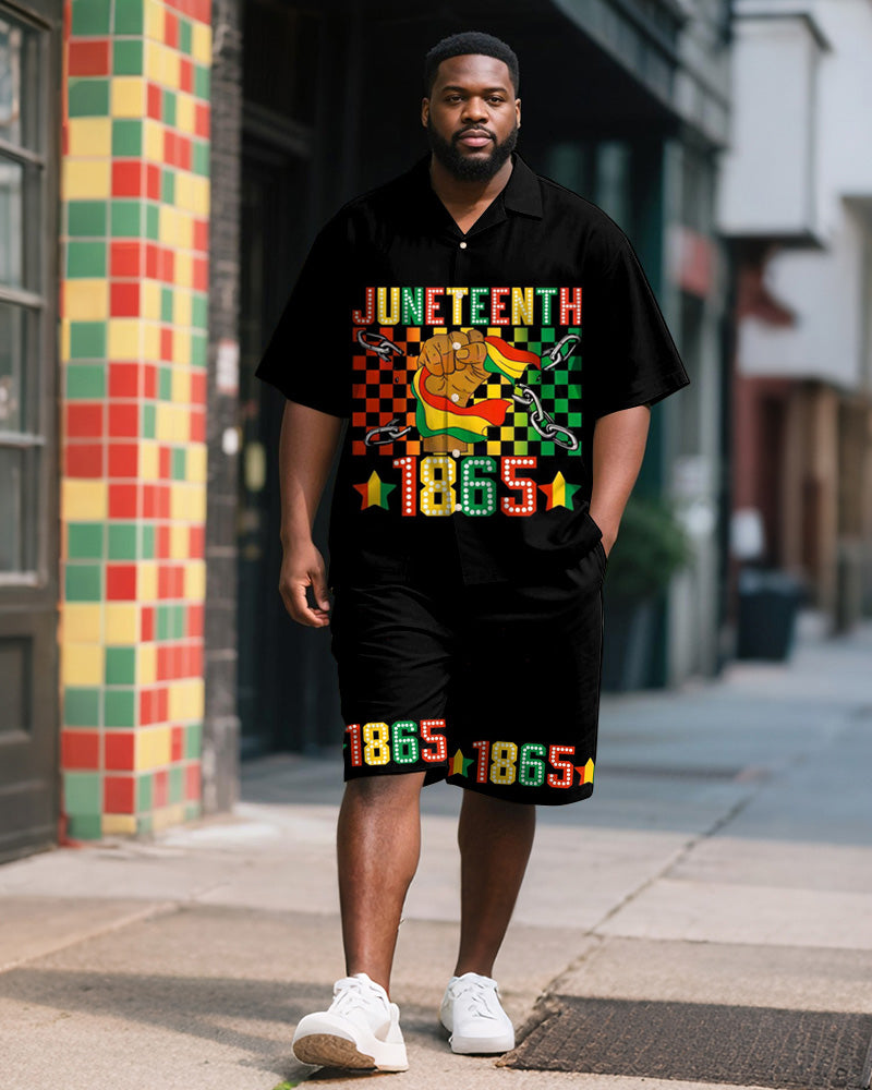 Big & Tall Juneteenth Graphic T-Shirt Shorts Set for big men view 1
