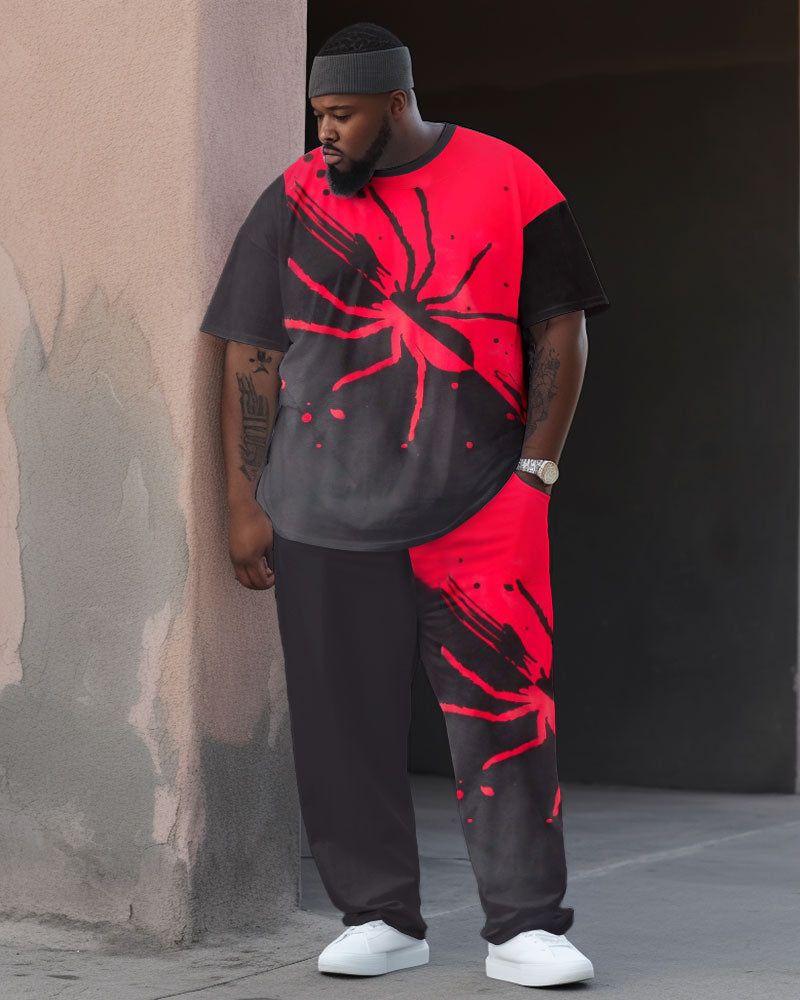 Big & Tall Colorblock Streetwear Two-piece Set for big men view 1