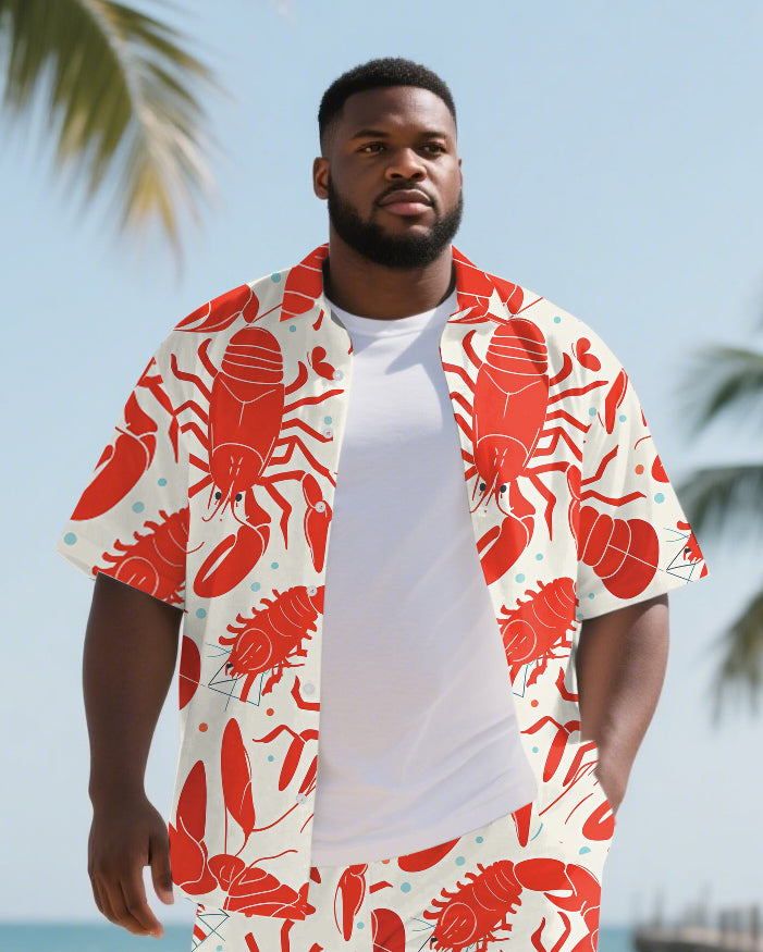 Big & Tall Hawaiian T-Shirt Shorts Set for big men view 2