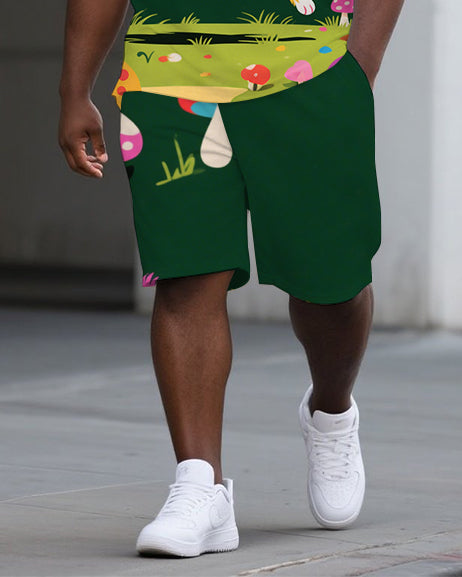 Big & Tall Graffiti Streetwear Polo Shorts Set for big men view 3