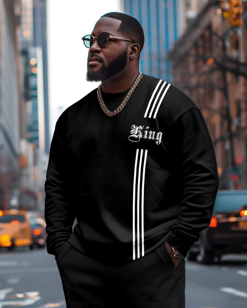 Big & Tall Striped Graphic Streetwear Men's Clothing for big men