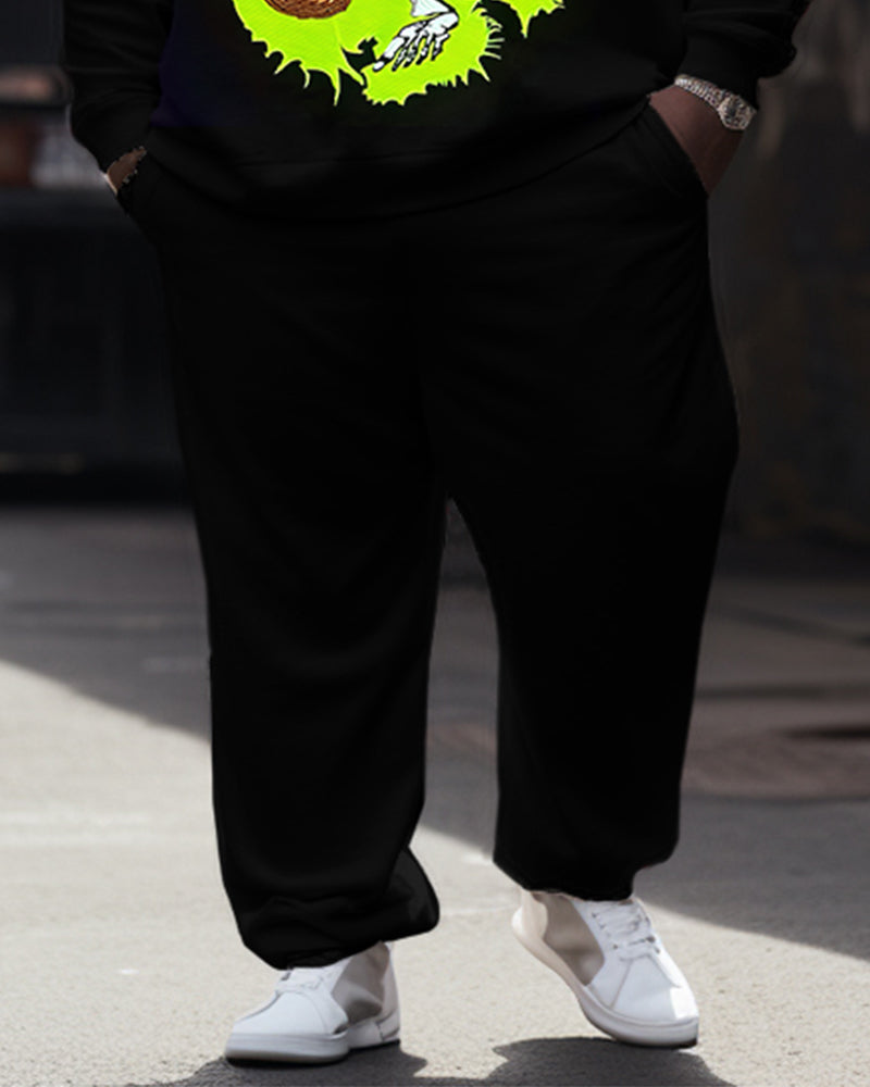 Big & Tall Skull Hoodie Sweatpants Set for big men view 3