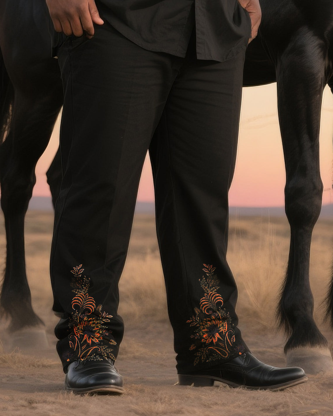 Big & Tall Western Floral T-Shirt Pants Set for big men view 3