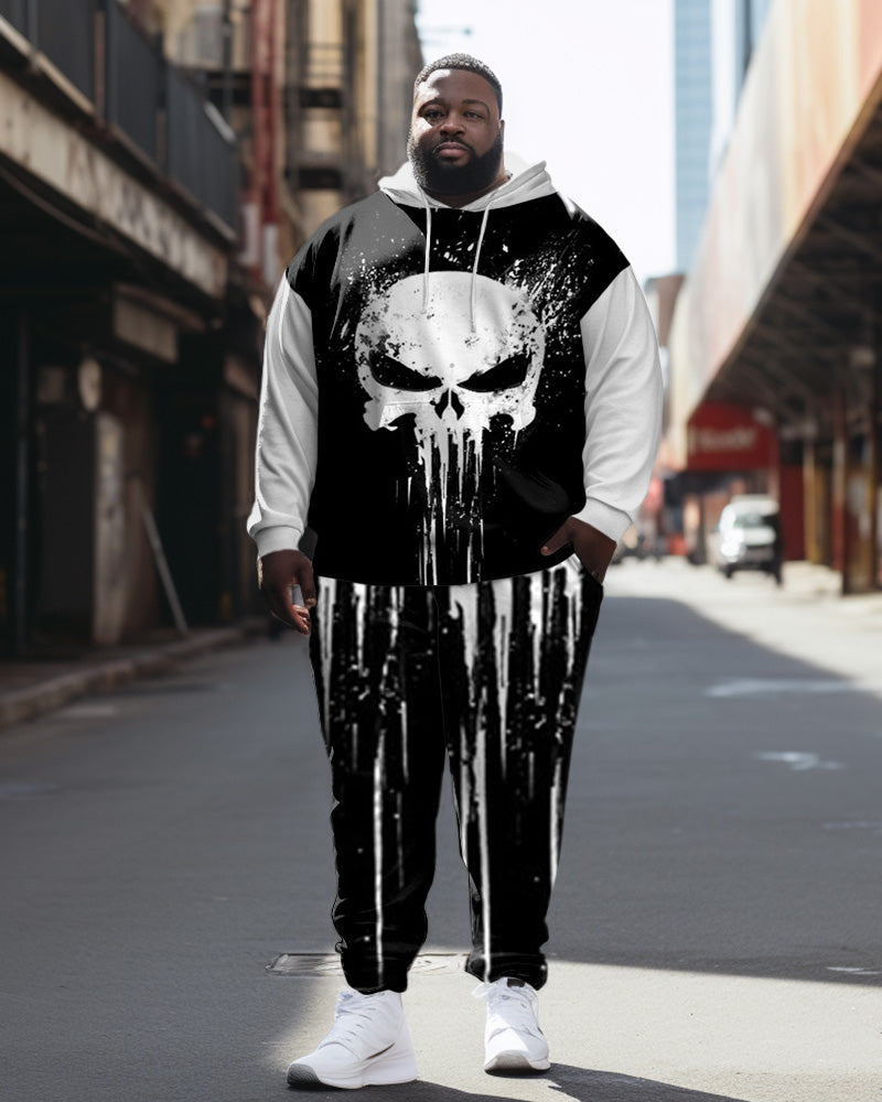Big & Tall Splash Ink Skull Hoodie Sweatpants Set for big men view 1