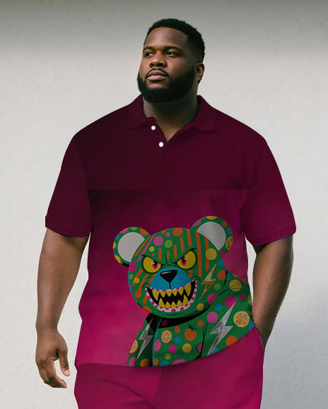 Big & Tall Gradient Polo Shorts Set for big men view 2