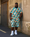 Big & Tall Graffiti Streetwear T-Shirt Shorts Set for big men view 1