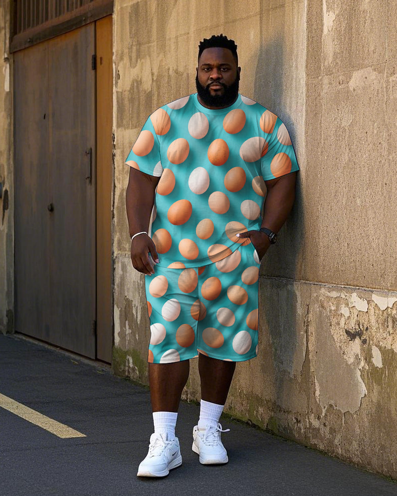 Big & Tall Graffiti Streetwear T-Shirt Shorts Set for big men view 1