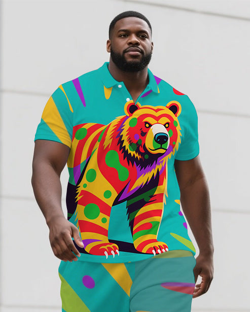 Big & Tall Streetwear Polo Shorts Set for big men view 2