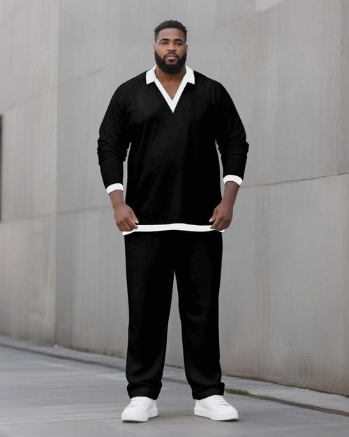 Big & Tall Solid Color Two-piece Set for big men view 2