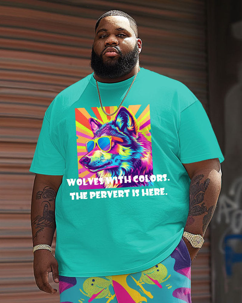 Big & Tall Streetwear T-Shirt Shorts Set for big men view 2