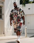 Big & Tall Geometric Graphic T-Shirt Shorts Set for big men view 1