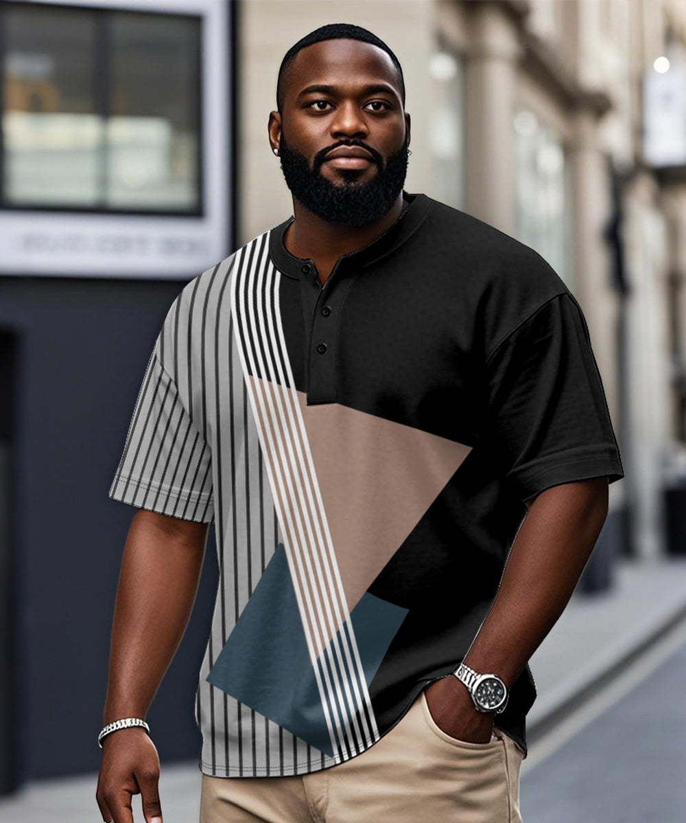 Big & Tall Black Striped Graphic T-Shirt for big men view 1