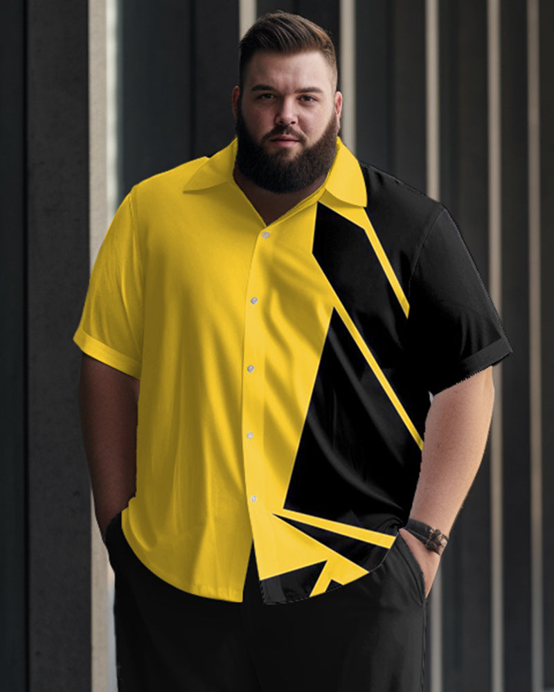 Big & Tall Geometric T-Shirt Pants Set for big men view 2