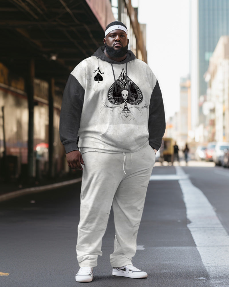 Big & Tall Streetwear Skull Hoodie Sweatpants Set for big men view 1