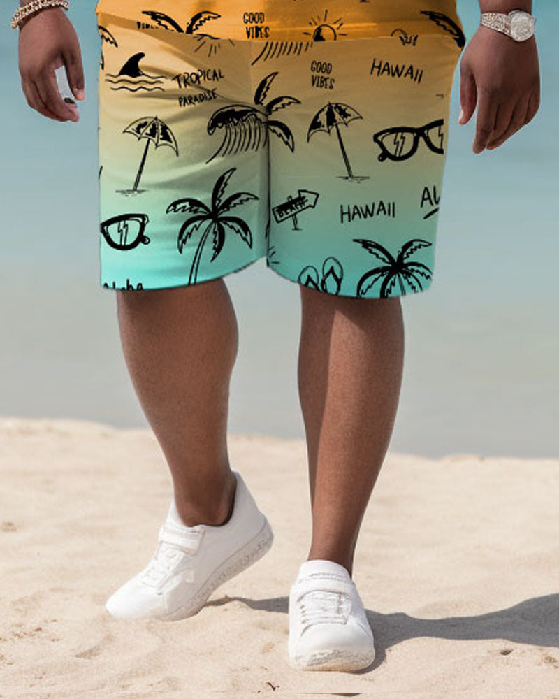 Big & Tall Hawaiian Gradient Jeans for big men view 3