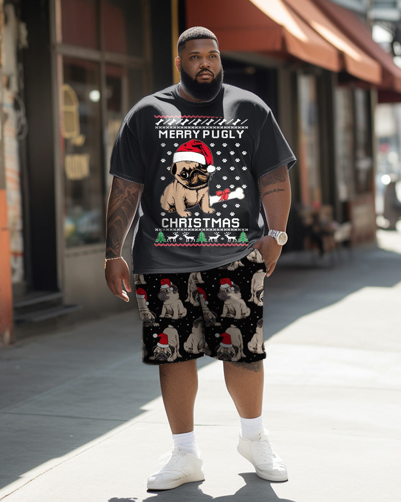 Big & Tall Graphic Streetwear T-Shirt Shorts Set for big men view 1
