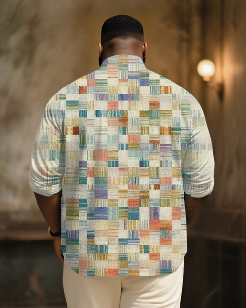 Big & Tall Green Plaid Graphic Long Sleeve Shirt for big men view 2
