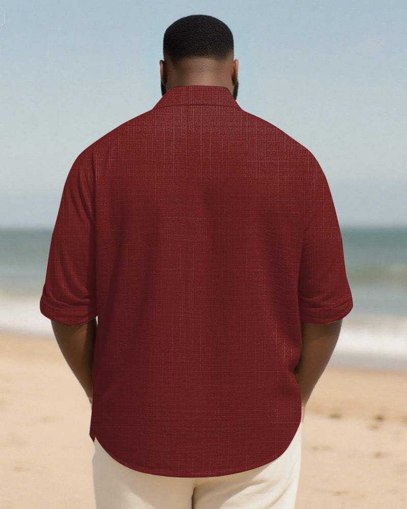 Big & Tall Patchwork Long Sleeve Shirt for big men view 11