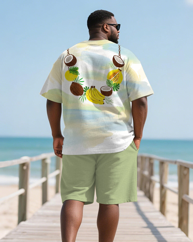 Big & Tall Hawaiian T-Shirt Shorts Set for big men view 4