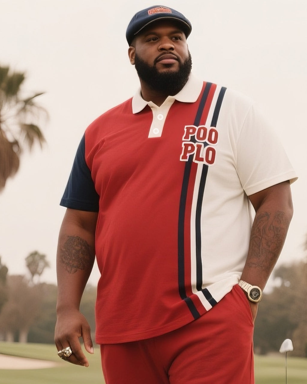 Big & Tall White Red Striped Jeans for big men view 2