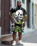 Big & Tall Graphic Skull T-Shirt Shorts Set for big men view 1